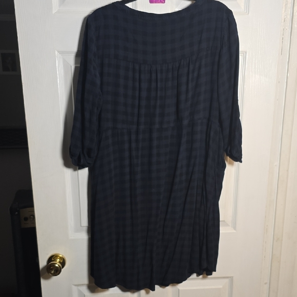 107 Torrid 1 1X Navy Plaid Tunic with Zipper - Picture 5 of 7